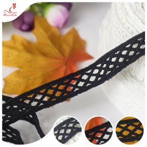 China Bilateral Black Lace Trim Pure Poly Rhombus Mesh Lace Ribbon For Diy Creation supplier