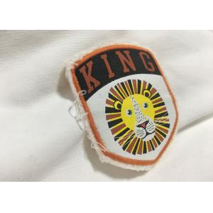 China Merrow Border Custom Stitched Patches , Clothing Iron On Embroidered Patches For T Shirts supplier
