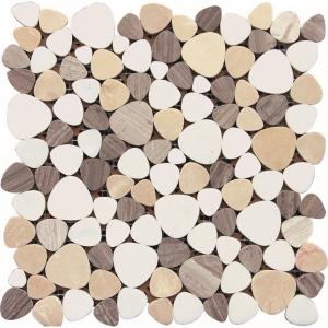 China Black And White Glass Mosaic Tiles , 3D Triangle Round Marble Mosaic Wall Tile 30x30 supplier
