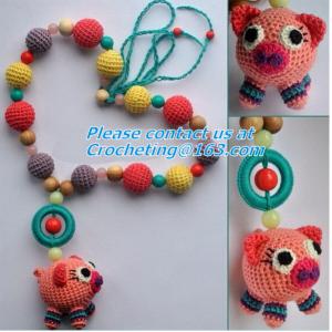Handmade Nursing Necklace Crochet Beads Breastfeeding Crochet Flowers Natural Wood Accesso