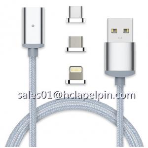 3 in 1 Metal Connector Dustproof Plug Braided Magnetic USB Lightning Cable for iPhone 7 /Android, Samsung S7