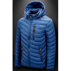 Men'S Winter Nylon Fabric Quilted Jacket With Detachable Hood