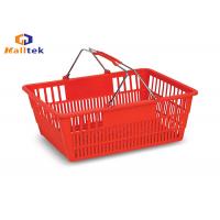 Plastic Supermarket Shopping Basket Flexible Handheld With Steel Handle
