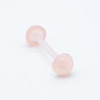 China Double Pink Dome Flat Bottom Tongue Ring Piercing Acrylic 14G 16mm on sale