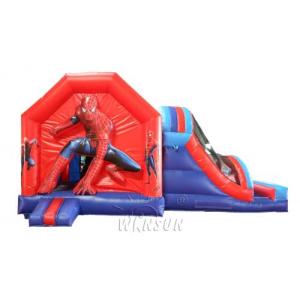 China Spider Man Trampoline Inflatable Bounce House With Slide For Amusement Park supplier