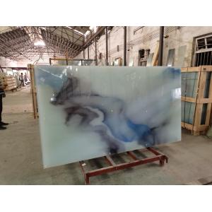 Custom Tempered Laminated Art Glass Marbing Grain Landscape Painting