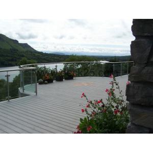 China Dark Grey Waterproof WPC Decking Boards , Recycled Plastic Decking Material With Mountain Landscape supplier