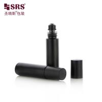 10ml Roller Bottle Glass Matte Black Roll On Container With Black Holder For Ball Applicator Portable Perfume Bottle