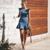 Sleeveless RTS-SKIRT-01 15cm Ladies Denim Dress With Frill