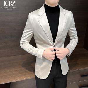 Customized Deerskin Single-Breasted Two Button Suit Blazer for Men's Business Attire