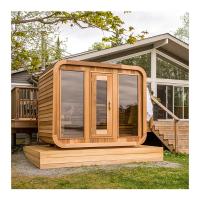 China Outdoor Dry Sauna Red Cedar Barrel Cube Sauna Room For 6- 8 People on sale