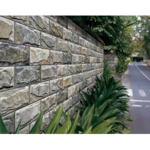 3 Dimensional 9.6mm Outdoor Stone Cladding Tiles Light Gray 20x40cm Ceramic Wall