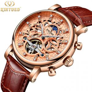 China Luxury brand automatic mechanical movement genuine leather men charm wrist waterproof watch supplier
