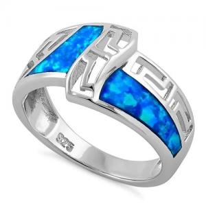 Opal Greek  Pattern Lab Opal Sapphire Engagement Women  Ring 925  With Sterling Silver For Girls