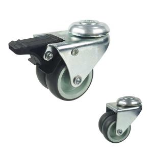 Lockable 3" Bolt Hole Swivel Soft TPR twin wheel swivel casters for furniture