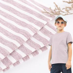 China T-Shirt Textured Stripe Fabric , Cotton 160gsm Yarn Dyed Stripe Fabric supplier