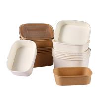 China Serving Disposable Kraft Paper Bowls , Microwavable Takeout Rectangular Paper Bowl on sale