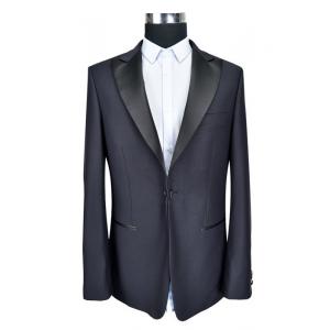 China Trendy High Class Mens Slim Fit Suit Blazer Black Business Wedding Person supplier