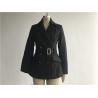 China Ladies Black Double Breasted Coat , Large Lapel Collar Wool Melton Coat With Belt TW64802 wholesale