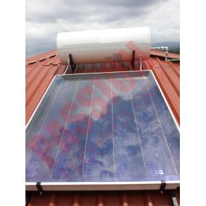 Rooftop Pressurized Flat Plate Solar Water Heater , Solar Powered Heater Blue Film Coating