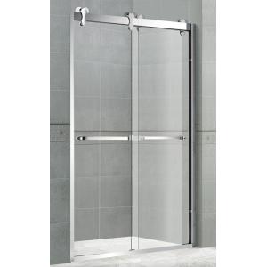 China Movable Glass Corner Shower Enclosures 10MM Clear Tempered With Big Hanging Wheels supplier