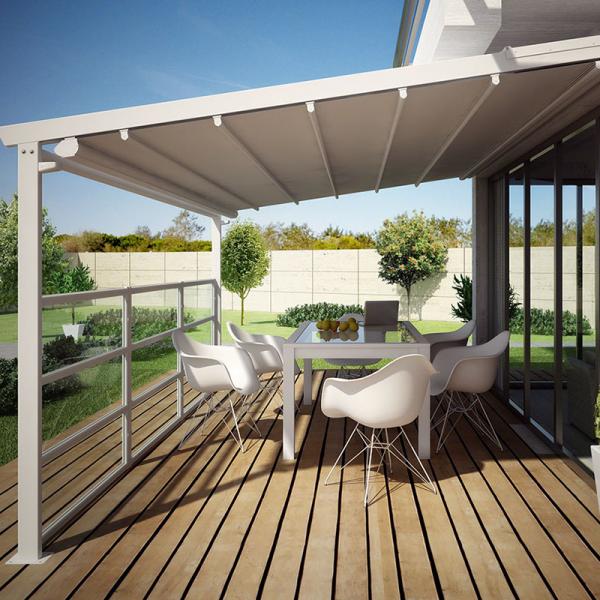 Remote Control Retractable Garden Awning Alunimium Gazebo Side Screen With Led