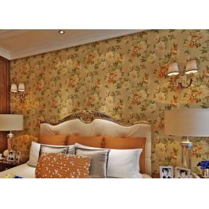 Removable Strippable Country Style Wallpaper , Deep Embossed PVC Flower Wall Covering
