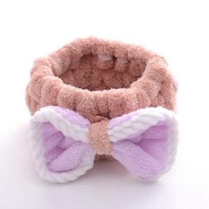 Microfiber Fur Face Cleansing Headband Wide Bow For Ladies Spa