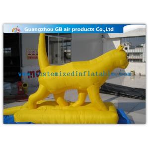 China Waterproof Yellow Cat Inflatable Cartoon Characters / Large Inflatable Animals For Amusement Park supplier