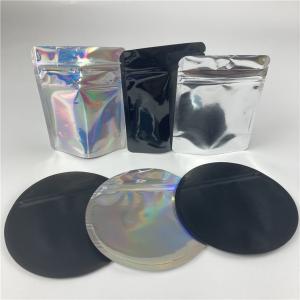 3.5g Hologram Shaped Round Mylar Bags Custom Printed Circle Zipper Packaging