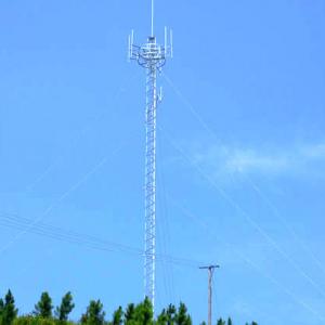 45m Galvanized Steel Guyed Lattice Tower With Bolting Assembly For Cellular Station