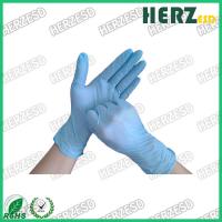 China Powder Free Blue Nitrile Disposable Gloves , Finger Dotted ESD Safe Nitrile Gloves on sale