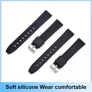 Custom Black Soft Silicone Watch Strap 18mm With Stainless Steel Buckle Fashionable