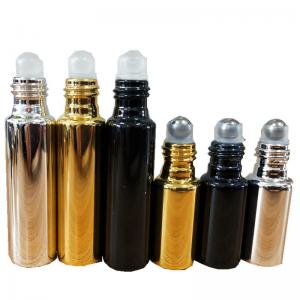 China Electroplate UV Glass 5ML 10ML Empty Perfume Roller Bottles supplier