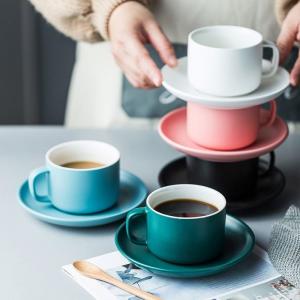 Colorful thick body new cappuccino cup and saucers ceramic coffee cup saucer latte cup drinkware