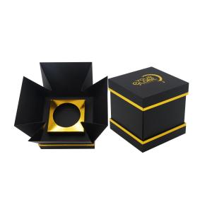 Luxury Black Tealight Rigid Candle Box Packaging Foldable Custom