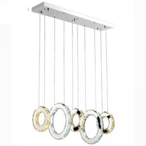 China Contemporary Adjustable Pendant Light , L60 * W18 * H100cm Crystal Hanging Lights  supplier