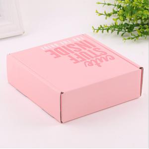 China Pink rectangular mailbox express parcel carton Corrugated Paper Box Bronzing process printing supplier