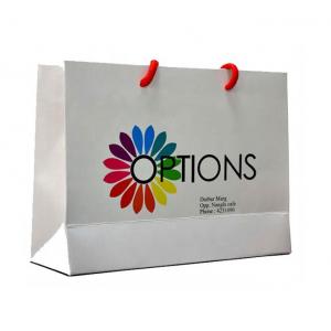 White Printed Kraft Paper Bags Customzied Thickness For Company Promotion