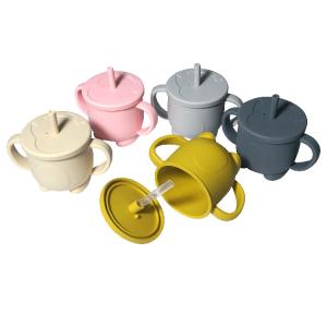 China silicón reutilizable Straw Cup With Handle del agua potable de los niños 200ml supplier