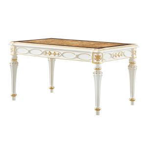 European Elegant Veneer High Gloss Solid Wood Dining Table Set