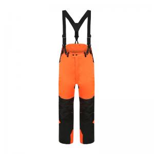 China Hivis Color Technical Chainsaw Safety Bibpants, anti chainsaw safety bib trousers, chainsaw protective clothing supplier