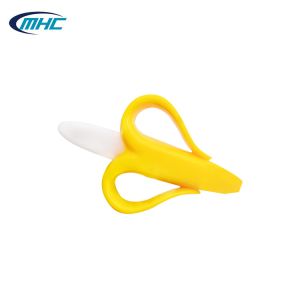 China El cepillo de dientes suave Teether del plátano de Teether del bebé no tóxico del silicón modificó para requisitos particulares supplier