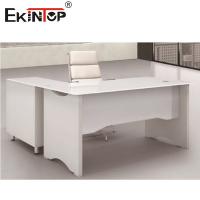 China White L Shape Tempered Glass Computer Desk Office Furniture Working Table on sale