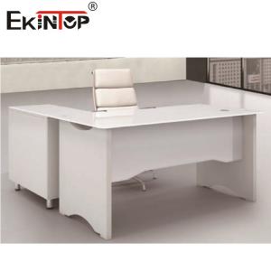White L Shape Tempered Glass Computer Desk Office Furniture Working Table