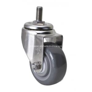 China 3 80kg Stainless Steel Threaded Swivel PU Caster S5433-75 for Heavy-Duty Applications supplier