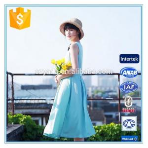 Latest Style Plain Sleeveless Chiffon Design One Piece Summer Dress For Lady