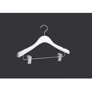 China Half White Color Wooden Clothes Hangers With Metal Clips Easily Hanging supplier