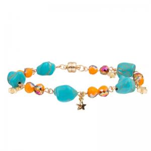 Turquoise bleue Crystal Bracelets With Magnetic Button extensible d'irrégularité