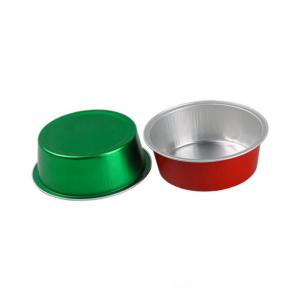 China 150ml Disposable Aluminum Foil Food Containers Round Colorful Mini Cupcake Baking Cups With Lid supplier